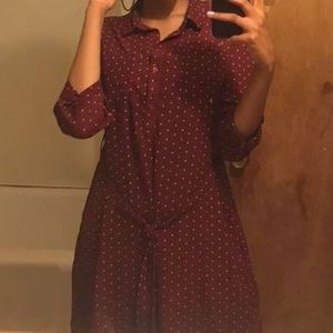 Polka dot burgundy dress